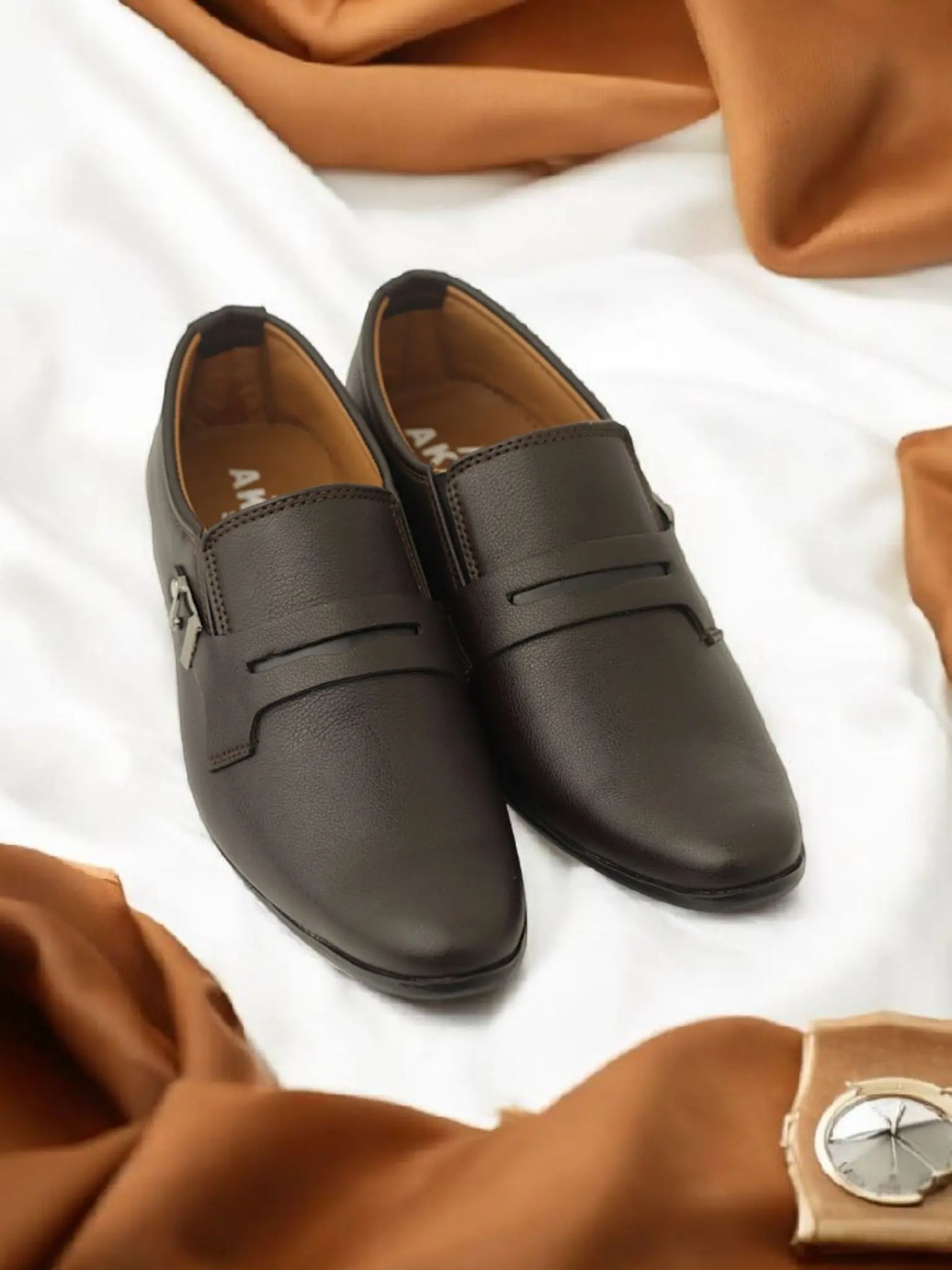 Formal Shoes AK-31 BROWN side Buckle